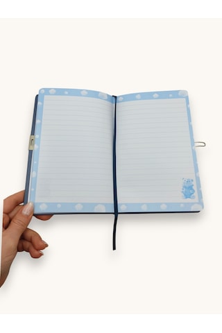 Sevimli Kutup Ayısı Hatıra Defteri Günlük Kilitli Defter 80 Yaprak - Turkuaz