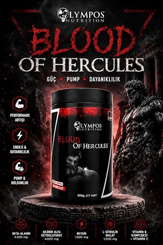 Blood Of Hercules Pre Workout 500gr 25 Servis Kan Portakalı