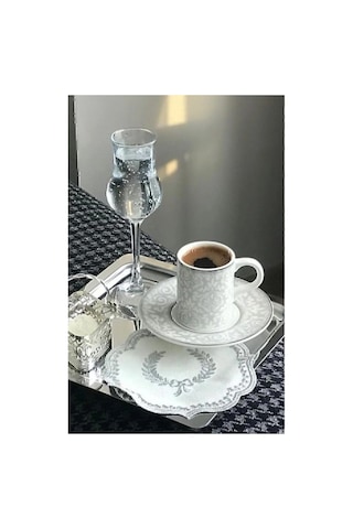 6'lı Silver Paslanmaz Çelik 21x21cm Kare Çay, Kahve, Pasta Servis Tepsisi Dekoratif Sunum Tepsisi