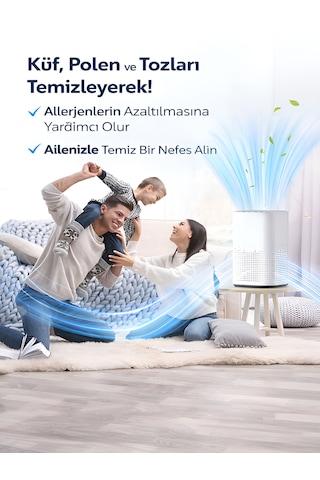 150 M³ Hacim Akıllı Hava Temizleyici 3 Katmanlı Hepa Hava Filtreli Temizleme Makinesi - Sessiz Beyaz