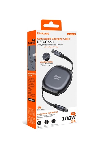 Lkcb-61 Pd 100w 3a, 1metre Usb-c Den C Ye Geri Çekilebilir Şarj Kablosu