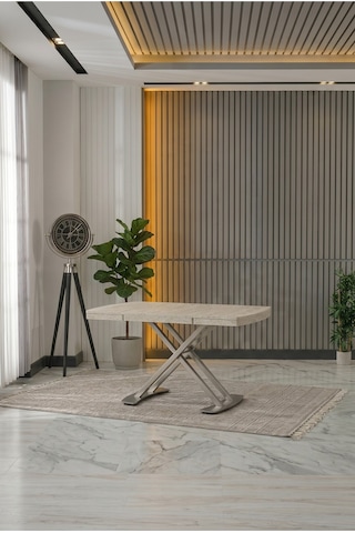 Venoxa Premium 80x120 / 80x180 Ölçülü Mdf Masa Tek Masadır Traverten Traverten