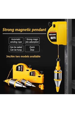 Elmpaly 1 Adet Manyetik Çekül 6 Metre/236.22 İnç Şerit Metre İnşaat Marangoz İçin