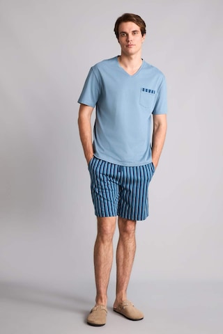 Defacto New Regular Fıt Kısa Kollu 2li Pijama Takım H8712ax26smbe485 Mavi-be485