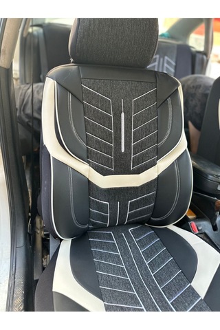 Argalı Volkswagen Caddy Araca Uygun Oto Koltuk Kılıfı Üniversal Keten Ve Suni Deri Cepli Oto Koltuk Kılıf Beyaz