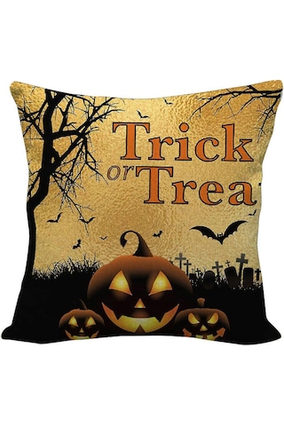 1 Adet Cadılar Bayramı Keten Şifreli Keten Yastık Kılıfı Minder Ö Diğer