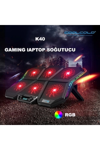 Coolcold Led K40 6 Fanlı 17 İnç Rgb Laptop Notebook Soğutucu Stand