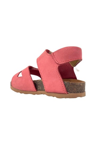 Hakiki Deri Mantar Taban Çocuk Sandaleti Mercan Mercan