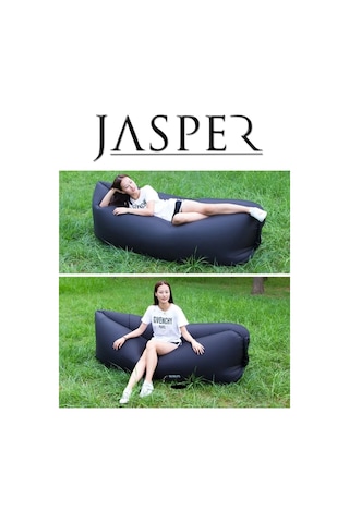 Jasper Siyah Pratik Şişme Yatak Rüzgarla Şişme Şezlong Kamp Plaj Çok Renkli