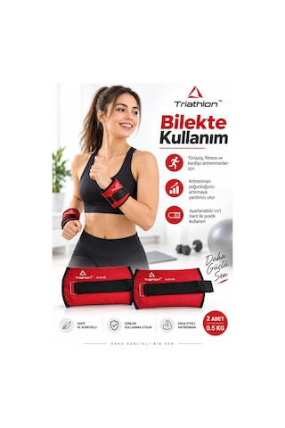 0,5 Kg X 2 Adet El Ayak Bilek Ağırlığı Ayarlanabilir Fitness Pilates Ağırlık Seti Kırmızı Kırmızı