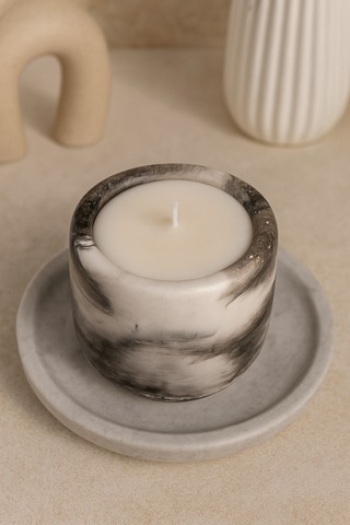 Dekoratif Kokulu Mum Mermer Desenli Gri