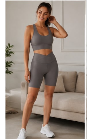 Cocosushicooo Kadın Spor Takım Toparlayıcı Yüksek Bel Biker Tayt & Destekli Spor Büstiyer Takım Vizon