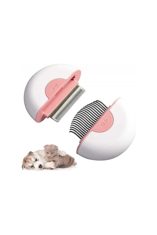 Kedi Fırça Seti, Dökülme Ve Tımar İçin Köpek Kedi Fırçası, Pet Masaj Tarak Pembe