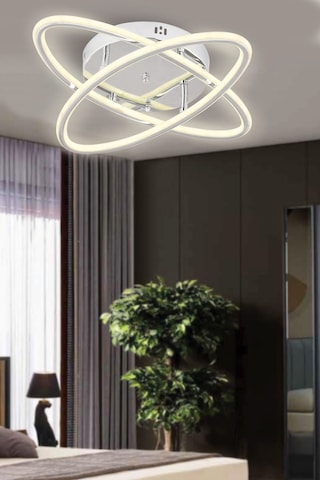 Star Krom 2li Kumandalı Ve Dimerli Beyaz, Sarı, Gün Işığı Ledli Plafonyer Avize Sb-ld-502 Krom