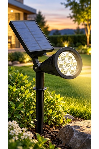 8w Güneş Enerjili Çim Solar Led Spot Lamba Bahçe Aydınlatma Sarı Renk 7 Ledli Hareket Sensörlü Su Geçirmez Bahçe Yol Teras Balkon Kapı Önü Yürüyüş Yolu Göl Kenarı İçin Uygun Sıcağa Soğuğa Dayanıklı