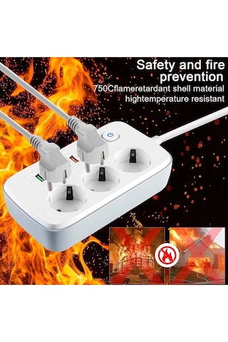Power Socket Uzatma Kablosu, Grup Priz Uzatma Kablosu, Akım Korumalı Uzatma Kablosu 0-2