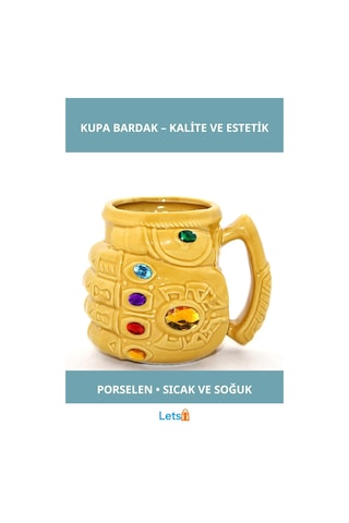 Porselen Thanos Eli Kupa Bardak Marvel 450ml Çok Renkli