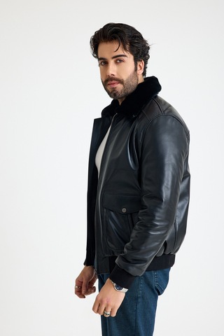Franko Armondi Pi Lot Model Erkek Deri Ceket E71-klj-2071 Siyah