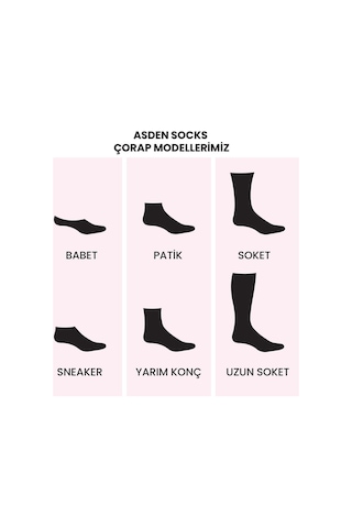 Asden Bambu Kadın Soket Çorap Siyah 4'lü, Yıkamalı, Burun Dikişsiz 3 Beyaz 3 Siyah