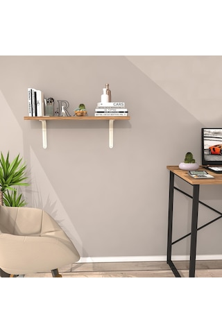 L Konsol Duvar Rafı - Duvara Monte Raf 25x60 Cm Metalik