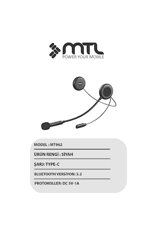 Kask İçi Bluetooth Kulaklık -otomatik Cevaplama Universal İos & Android Destekli Mt-a962