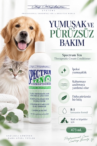 Chris Christensen Sp Ten 8:1 Konsantre Yumuşak Ve Pürüzsüz Kedi Ve Köpek Tüy Kremi 473 Ml