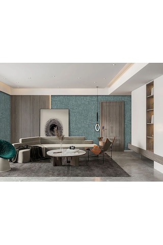 Adawall Muse Koleksiyonu- 25101-5 Petrol Yeşili Dokulu Silinebilir Nonwoven Vinil Duvar Kağıdı 1.06x15.6m Yeşil