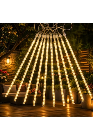 Yüksek Kalite Akan Işık Gün Işığı Yağmur Damlası Led Işık 10 Dal 45 Cm Çubuklar 360 Ledli 4.60 Metre