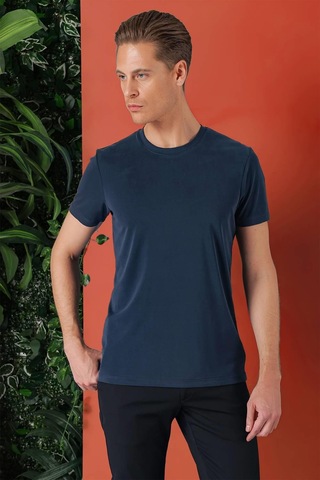 Efor Slim Fit Bisiklet Yaka %100 Pamuk Lacivert Tişört Ts 878 Lacivert