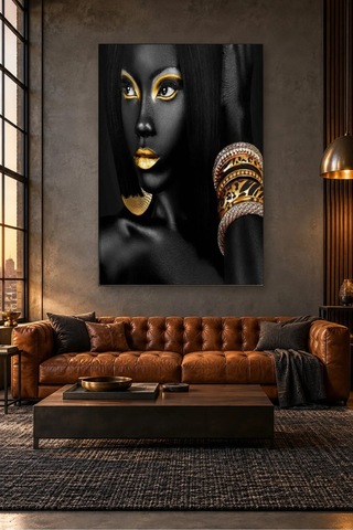 Fida Altın Göz Farlı Ve Bilezikli Afrikalı Kadın Canvas Tablo Çok Renkli