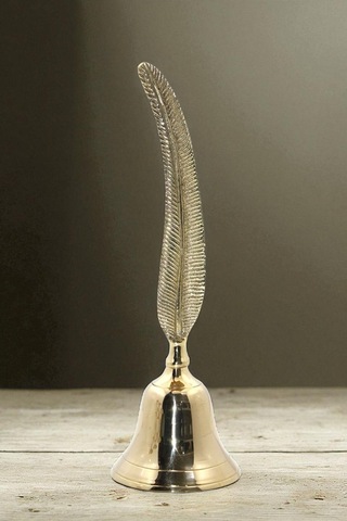 Antik Görünümlü Dekoratif Retro El Çanı Tüy Kalem Görünümlü