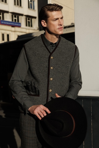 Erkek V Yaka Astarlı Saf Yün Keçe Yelek K.füme K.füme