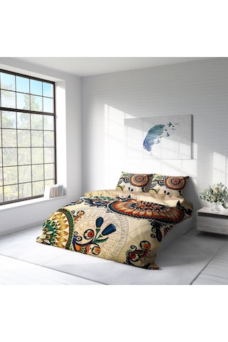 Monohome Otantik 3D Pamuk Saten Çift Kişilik Nevresim Takımı Çok Renkli