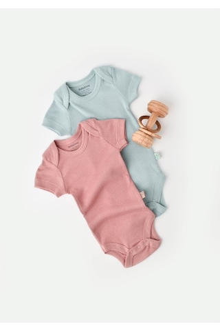 Rebebe Babycosy Modal 2 Li Kısa Kollu Bebek Badi - Bebek Body - Csym1120 (544628673) Yeşil - Pembe