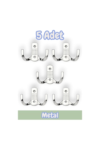 Noktalı Portmanto Vestiyer Duvar Dolap Elbise Askısı Krom Metal Mobilya Kapı Askılığı Askılık 5 Adet Krom