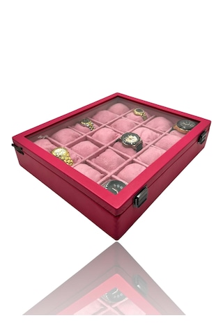 Diji 20'li Saat Kutusu Saat Çantası Pembe İçi Pembe Pembe Yastıkl