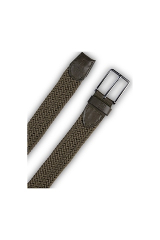 Mft Leather Hakiki Deri Erkek Örgü Esnek Kemer 3,5cm, Haki 9856 Haki
