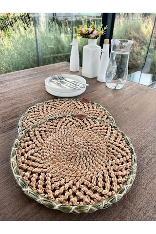 2'li Amerikan Servis - Leke Tutmaz- Kahverengi-yeşil 33 X 33 Cm Kahverengi