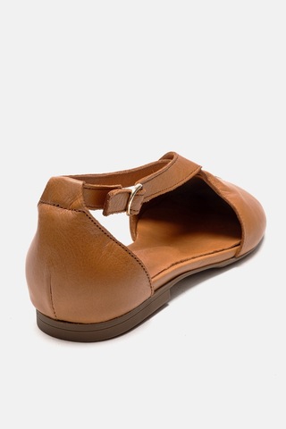 Luvishoes Fable Taba Cilt Hakiki Deri Yanları Açık Kadın Babet Ayakkabı