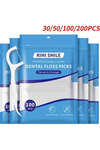 Willowhaven 4 Paket 200 Adet Rımı Smıle Pratik Diş İpi Çubuğu Yemek Sonrası Ağız Hijyeni