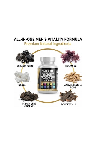 Shilajit + Sea Moss + Coq10 + Pqq + Boron + Black Pepper + Tongali + Boron 90 Capsul Usa Menşei