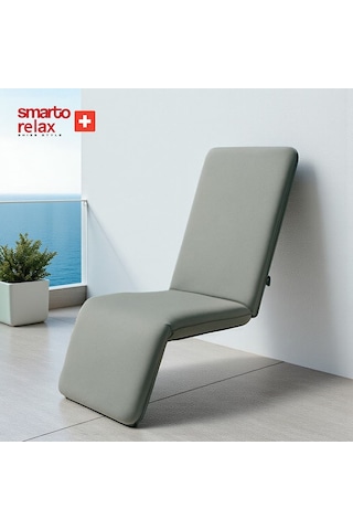 Smarto Relax Katlanabilir Şezlong Yer Minderi Ayarlanabilir Sırt Destekli Zemin Koltuğu, Taşınabilir, Dış Mekân, Gri