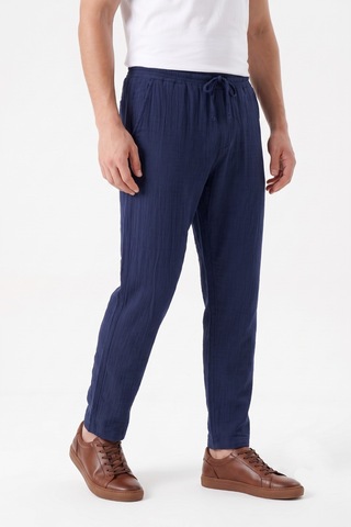 Mösyö Erkek Baggy Kalıp Müslin Kumaş Pantolon Bgl-st05592 Lacivert