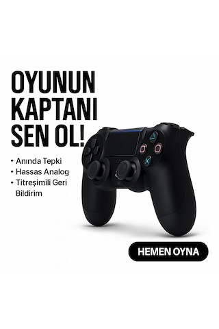 Ps4 Kolu Kablosuz Şarj Edilebilir Ergonomik Titremeli Siyah
