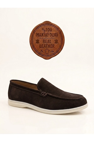 DMR Elegance Ba0252 %100 İçi Dışı Hakiki Deri Erkek Kahverengi Süet Casual Loafer Termo Taban Ayakkabı Rekli