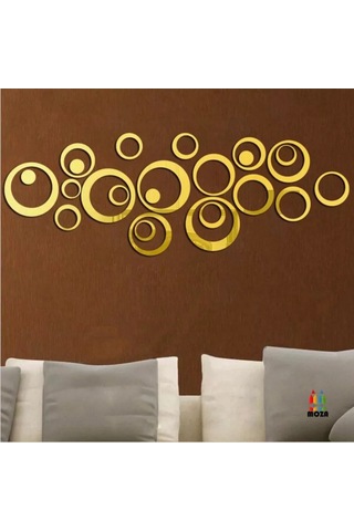 Anshery Aynalı Duvar Dekoratif Stickerları 206751724 Altın Rengi