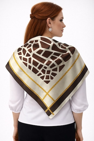 Tarzını Seç Kahverengi Mozaik Zincir Fular / Bandana / Aksesuar / Şal / Eşarp 70x70