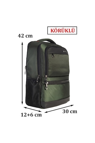 Case Club Körüklü Notebook Laptop Sırt Çantası 14""-15,6" İnç Su İtici Kumaş Haki