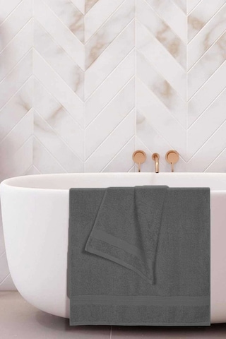 2 Li Banyo Havlu Takımı %100 Pamuklu Dry Antrasit Çok Renkli