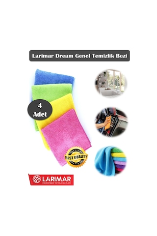 Larimar Dream Serisi Süper Emici Mikrofiber Kurulama Temizlik Bezi 4'lü 40 x 40 CM